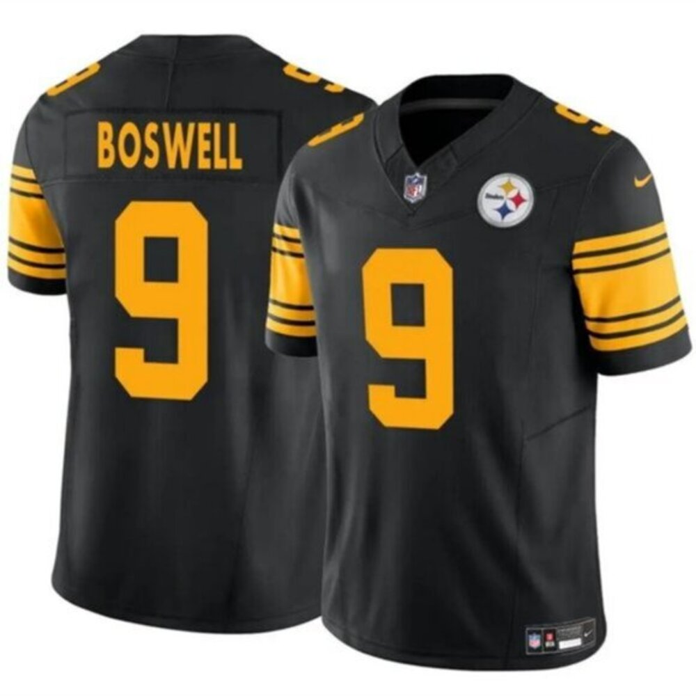 Mens Kids Youths 9 Chris Boswell Black Color Rush Stitched Jersey